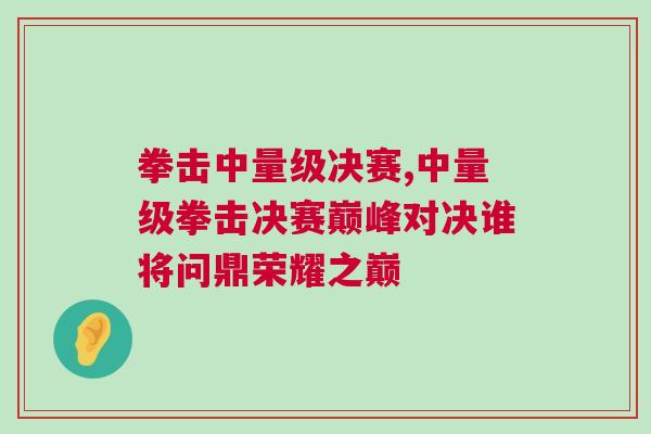 拳击中量级决赛,中量级拳击决赛巅峰对决谁将问鼎荣耀之巅